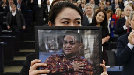 Die Stellvertreterin. Jewher Ilham, Tochter des Sacharow-Preisträgers Ilham Tohti, am vergangenen Mittwoch bei der Verleihung.