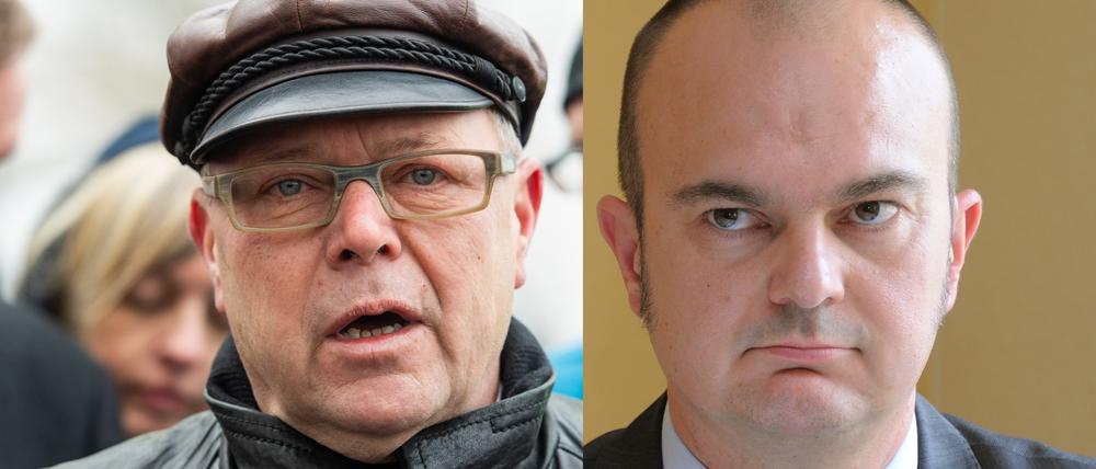 Brandenburgs Innenminister Michael Stübgen (CDU, links) und der entlassene Verfassungsschutzchef Frank Nürnberger.