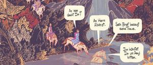 Von mittelalterlicher Kunst inspiriert: Eine Seite aus „Das Goldene Zeitalter“.