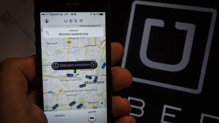 Die Uber-App zeigt München-Plan an.
