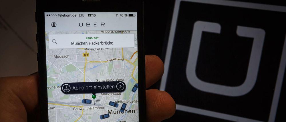 Die Uber-App zeigt München-Plan an.