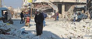 Eine zerbombte Stadt in der syrischen Provinz Idlib