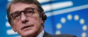 David Sassoli, Präsident des Europäischen Parlaments bei einer Pressekonferenz am 12. Dezember 2019.