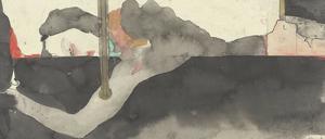Vom Zufall geschaffen. Aber auch vom Enfant terrible der Zeichenkunst, Horst Janssen. Ohne Titel, im Jahr 1977, unter Zuhilfenahme von Bleistift, Feder und Aquarellfarben. 