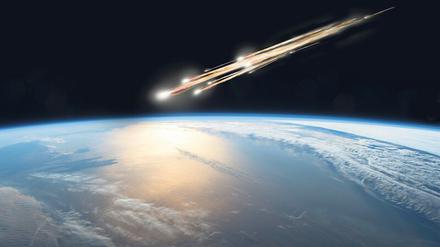 Viel Raum, kaum Zeit. In der Regel wird die Erdatmosphäre nur von Objekten von mehr als 100 Metern Durchmesser überwunden, statistisch geschieht das alle 5000 Jahre.