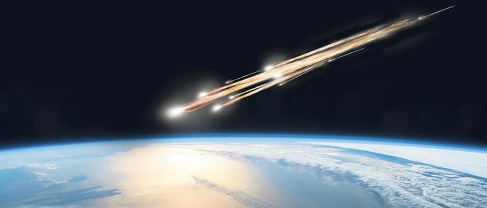 Viel Raum, kaum Zeit. In der Regel wird die Erdatmosphäre nur von Objekten von mehr als 100 Metern Durchmesser überwunden, statistisch geschieht das alle 5000 Jahre.
