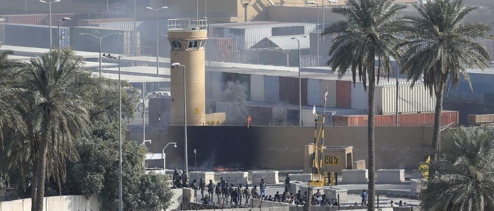 Blick über das Gelände der Botschaft der Vereinigten Staaten im Irak.