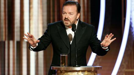 Roasting-King. Ricky Gervais teilt an diesem Abend mal wieder aus - zumindest rhetorisch.
