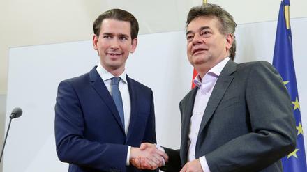 Die Parteivorsitzenden Werner Kogler (Grüne) und Sebastian Kurz (ÖVP).