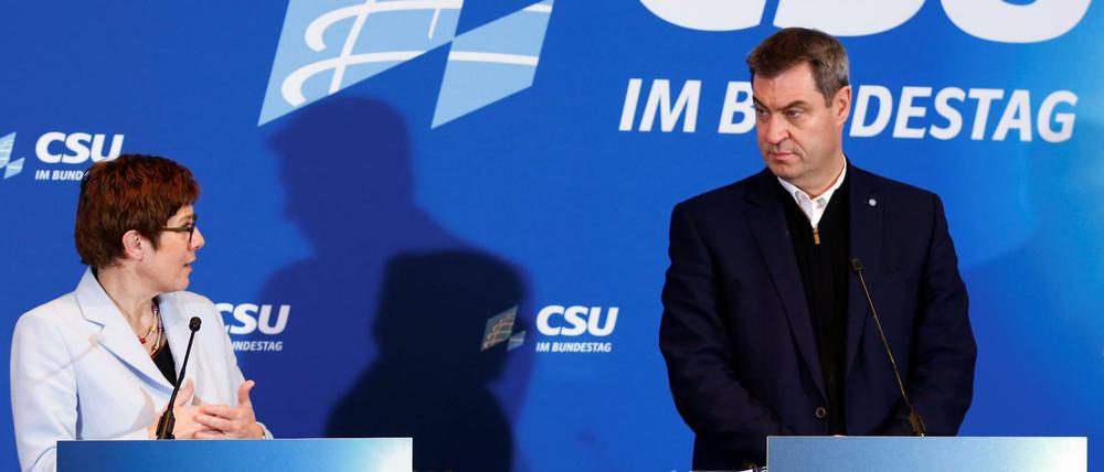 CDU-Chefin Annegret Kramp-Karrenbauer and CSU-Chef Markus Söder am Dienstag.