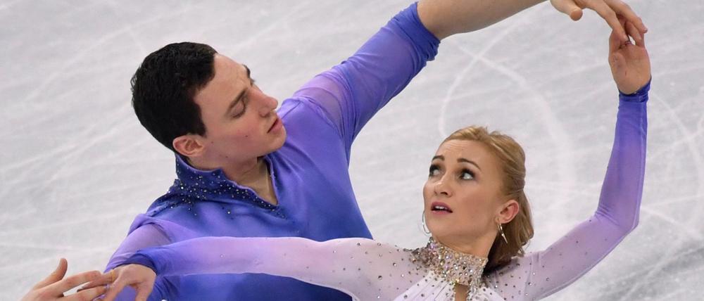 Der magische Moment. Aljona Savchenko und Bruno Massot bei ihrem Olympiasieg in Pyeongchang.