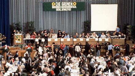 Gründungsparteitag der Grünen in Karlsruhe im Januar 1980.