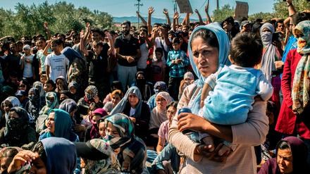 Europas Grenzen: Protest Geflüchteter auf der griechischen Insel Moria im Oktober 2019.