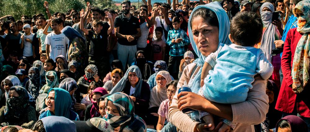 Europas Grenzen: Protest Geflüchteter auf der griechischen Insel Moria im Oktober 2019.