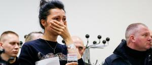 Mitarbeiterin der Fluggesellschaft Ukrainian International Airline in Kiew kurz nach dem Absturz des Flugzeugs in Teheran