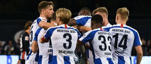 Alle auf Essi. Alexander Esswein erzielte beide Treffer für Hertha BSC.