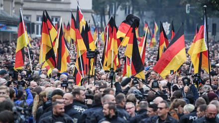 Teilnehmer der Demonstration am 1. September 2018 in Chemnitz. 