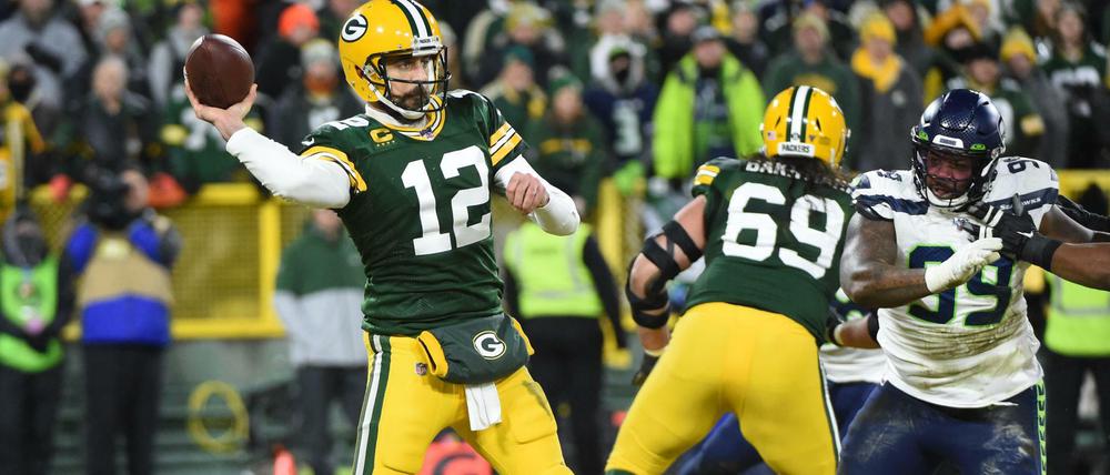 Ohne Ballverlust. Die Offensive der Green Bay Packers um Quarterback Aaron Rodgers erlaubt sich kaum Fehler.