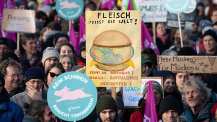 Rund 15.000 Teilnehmer erwarten die Veranstalter zur Demo „Wir haben es satt“. Alljährlich zur Grünen Woche setzt sich ein breites Bündnis für eine ökologische Wende in der Agrarpolitik ein.