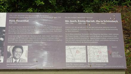 Gedenktafel für Hans Rosenthal und seine Retterinnen in Fennpfuhl im Berliner Bezirk Lichtenberg, wo sich Rosenthal vor den Nazis versteckte.