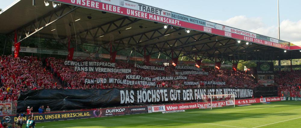 Schon in der Zweiten Liga protestierten Unions Fans bei den Spielen gegen Leipzig.