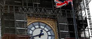 Ist gerade eingerüstet: Big Ben in London.