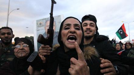 Eine Demonstration in Benghazi gegen die Regierung in Tripolis.