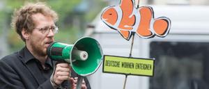 Florian Schmidt bei einem Protest gegen die Deutsche Wohnen im Mai 2019.