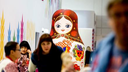 Die Messehalle mit Ständen aus Russland musste für zwei Stunden gesperrt werden. 
