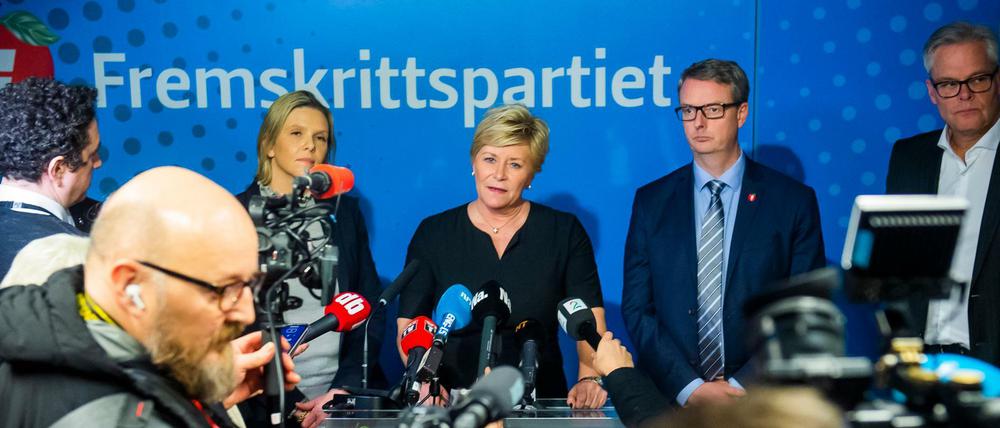 FrP-Chefin kündigte an, das Regierungsbündnis zu verlassen.