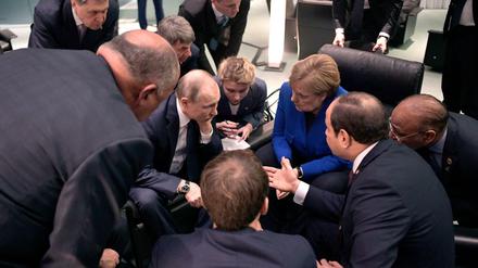 Intensive Gespräche während der Libyen-Konferenz in Berlin.