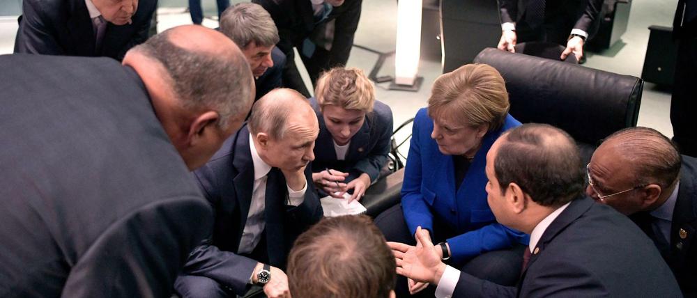 Intensive Gespräche während der Libyen-Konferenz in Berlin.