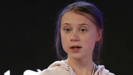 Greta Thunberg bei ihrer Rede auf dem Weltwirtschaftsforum in Davos. 