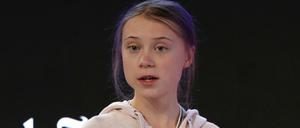 Greta Thunberg bei ihrer Rede auf dem Weltwirtschaftsforum in Davos. 