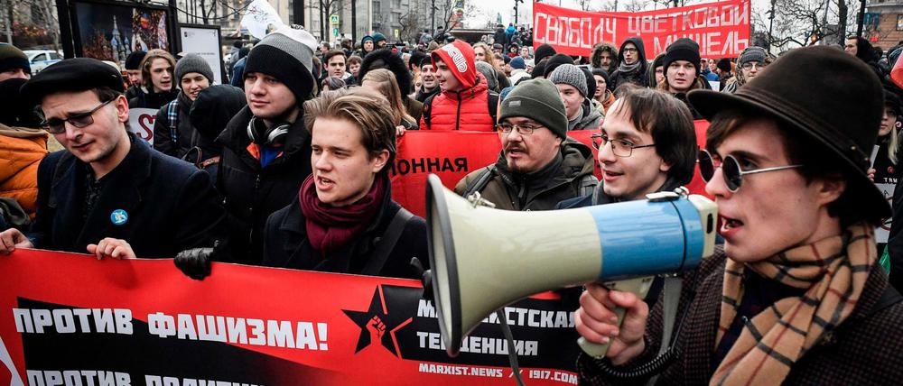Gegen die geplante Verfassungsreform: Demonstranten in Moskau