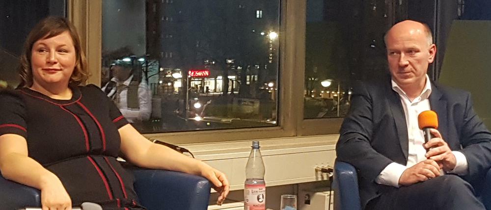 Grünen-Fraktionschefin Antje Kapek zu Gast bei der CDU, zur Diskussion mit Landeschef Kai Wegner. 