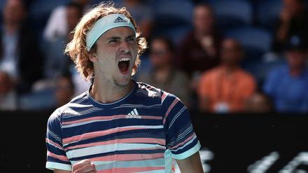 Geballte Faust. Alexander Zverev steht nach seinem Erfolg in der dritten Runde der Australian Open.