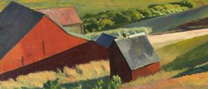 Menschenleer. Edward Hopper schuf das 74x109 Zentimeter messende Gemälde „Cobb’s Barns and Distant Houses“ 1930-33.