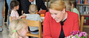 Hoher Besuch: Bundesfamilienministerin Franziska Giffey bei einer Steppvisite in Teltow in der Kita Rappelkiste.