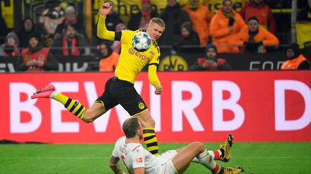 Erneut erfolgreich. Dortmunds Erling Haaland traf zweimal gegen den 1. FC Köln.