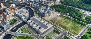 Da ist noch mehr Platz für Demokratie. Spreebogen und Luisenblock, wo Provisorien entstehen.