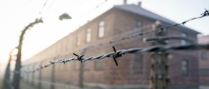 Raureif ist am frühen Morgen auf der Stacheldrahtanlage des früheren Konzentrationslagers Auschwitz I zu sehen.