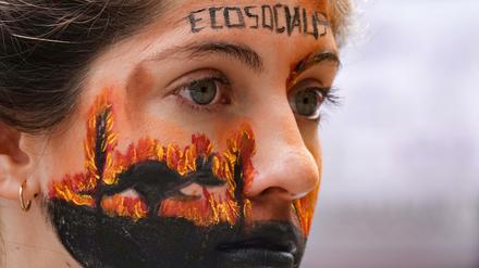 Eine junge Demonstrantin vor der australischen Botschaft in Buenos Aires. 