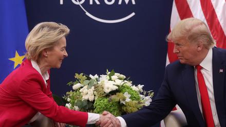 EU-Kommissionschefin von der Leyen und US-Präsident Trump beim Weltwirtschaftsforum in Davos im Januar.