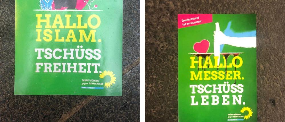 Diese Flugblätter wurden an der Jannowitzbrücke gefunden. Sie wurden vermutlich von Rechten erstellt.