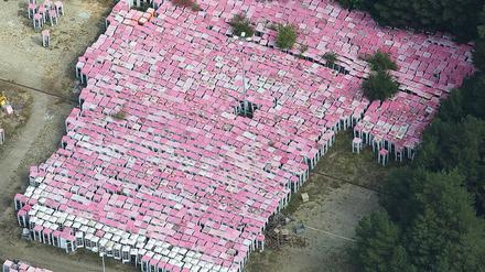 Friedhof in Magenta. Im brandenburgischen Michendorf lagert die Telekom rund 3000 ausrangierte Telefonzellen. Liebhaber können diese auch privat für 450 Euro erwerben.