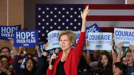 Elizabeth Warren bei einem Wahlkampfauftritt in Indianola in Iowa am 03.02.2020
