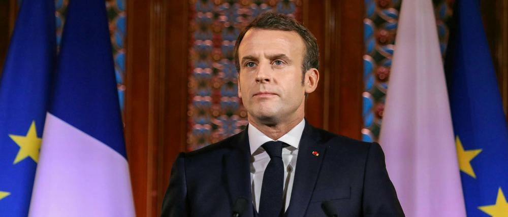 Frankreichs Präsident Macron bei seiner Rede in der Jagiellonen-Universität in Krakau