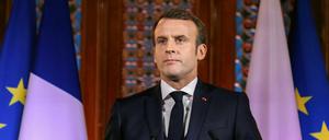 Frankreichs Präsident Macron bei seiner Rede in der Jagiellonen-Universität in Krakau