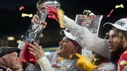 Quarterback Patrick Mahomes feiert den Super-Bowl-Sieg seiner Kansas City Chiefs